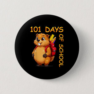 101 Days Of School Dabbing Groundhog Funny Teacher 6 Cm Round Badge