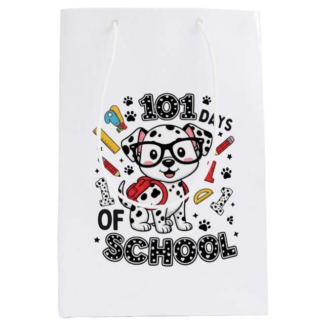 101 Days of School Dalmatian Puppy Medium Gift Bag (Front)