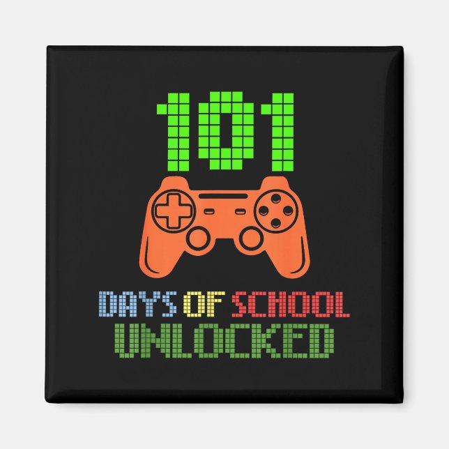 101 days of school unlocked gamer pixel controller magnet (Front)
