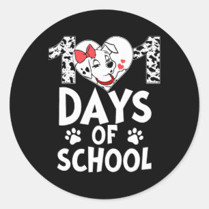 101 Days School Cute Dog Happy 100 Days Teacher St Classic Round Sticker