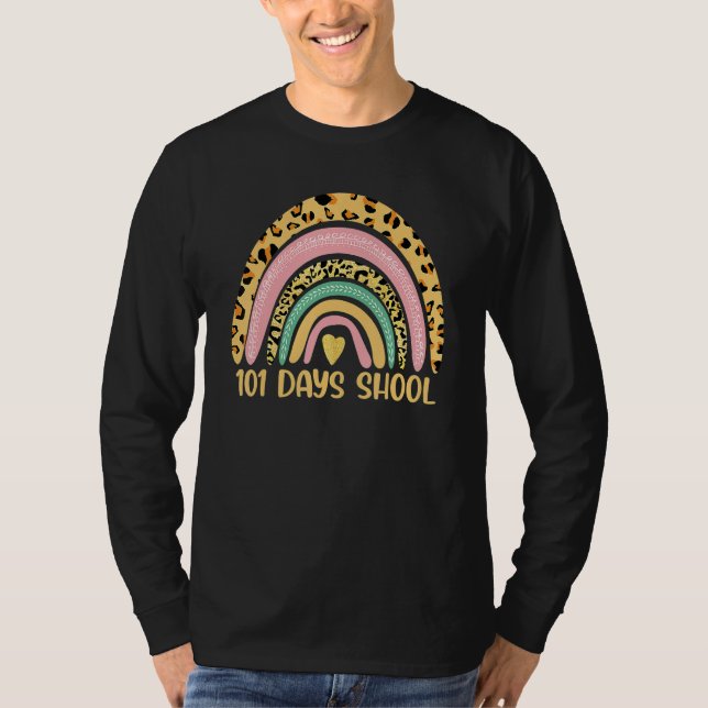 101 Days School Cute Leopard Rainbow Student Or Te T-Shirt (Front)