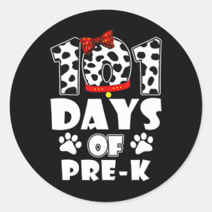 101 Days School Pre K Dog 100 Days Smarter Student Classic Round Sticker