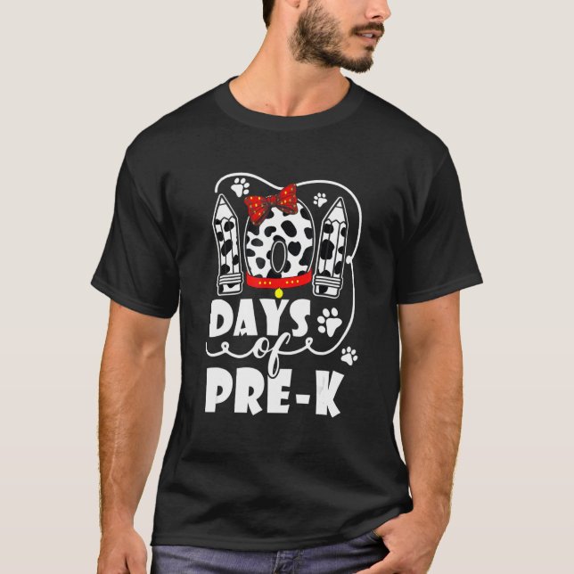 101 Days School Pre K Dog 100 Days Smarter Student T-Shirt (Front)