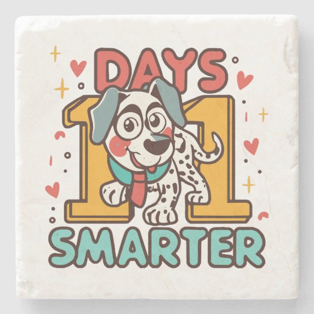 101 Days Smarter Dalmatian Dog Stone Coaster (Front)
