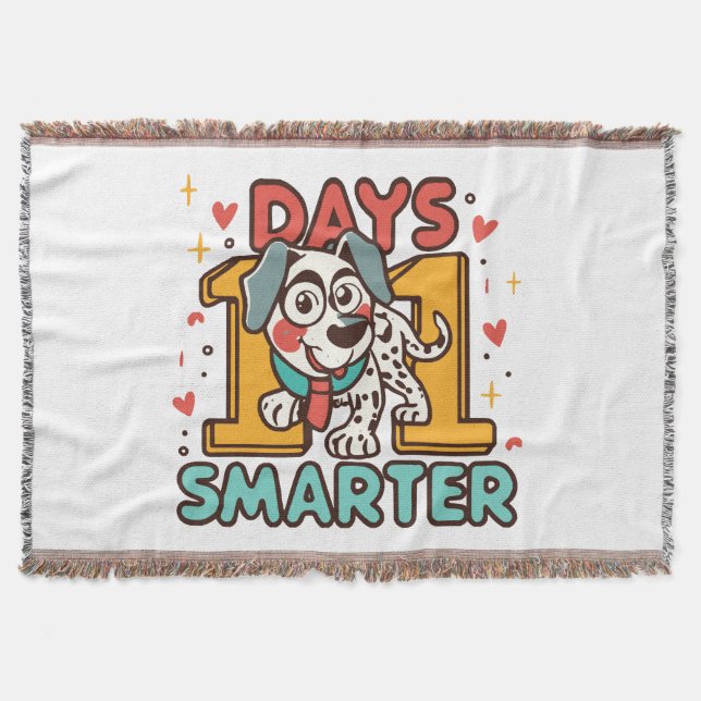 101 Days Smarter Dalmatian Dog Throw Blanket (Front)
