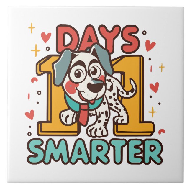 101 Days Smarter Dalmatian Dog Tile (Front)