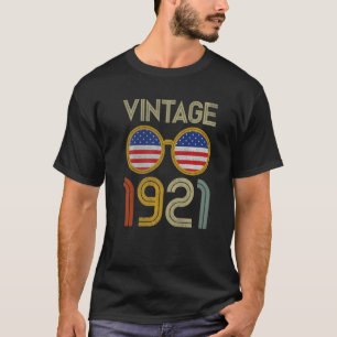 101 Yr Old Birthday Retro Graphic Usa Flag Vintage T-Shirt