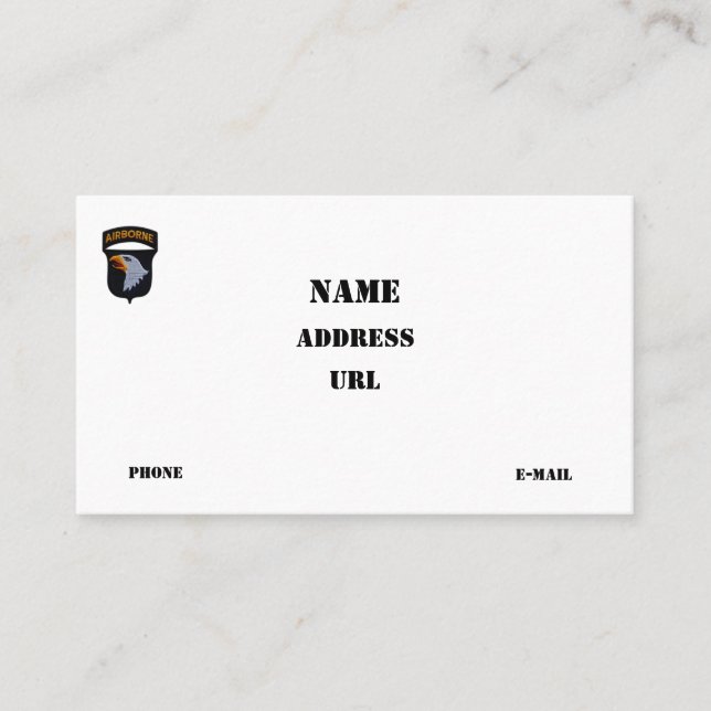 101st ABN Airborne Division Screaming Eagles Vets Business Card (Front)