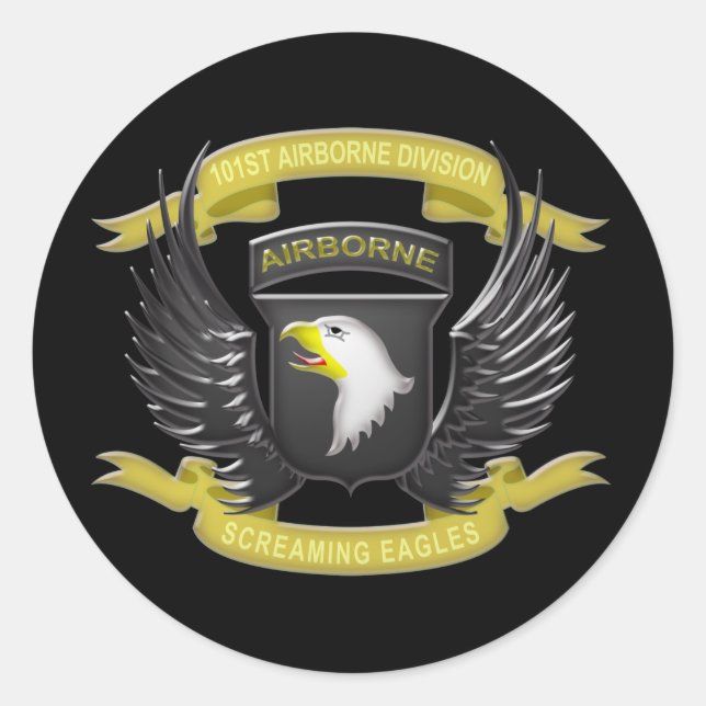101st Airborne 3D Classic Round Sticker (Front)