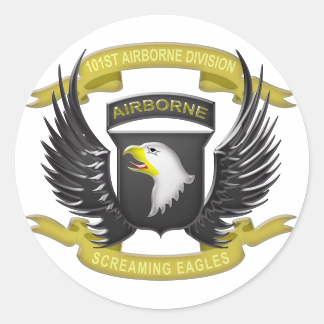 101st Airborne 3D Classic Round Sticker (Front)