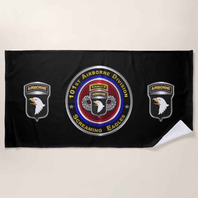 101st Airborne Division “Air Assault Ranger" Beach Towel (Front)