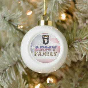 101st Airborne Division Army Family Ceramic Ball Christmas Ornament