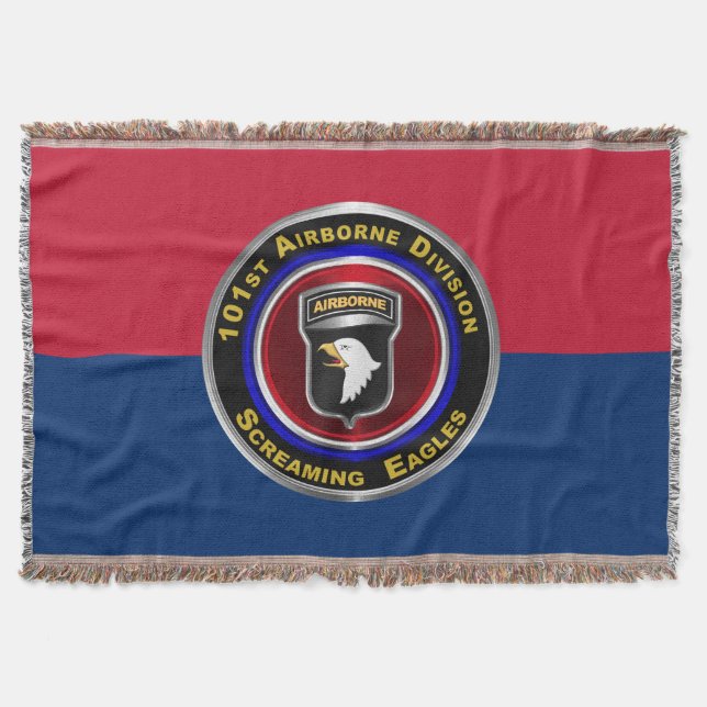 101st Airborne Division Colours Screaming Eagles Throw Blanket (Front)
