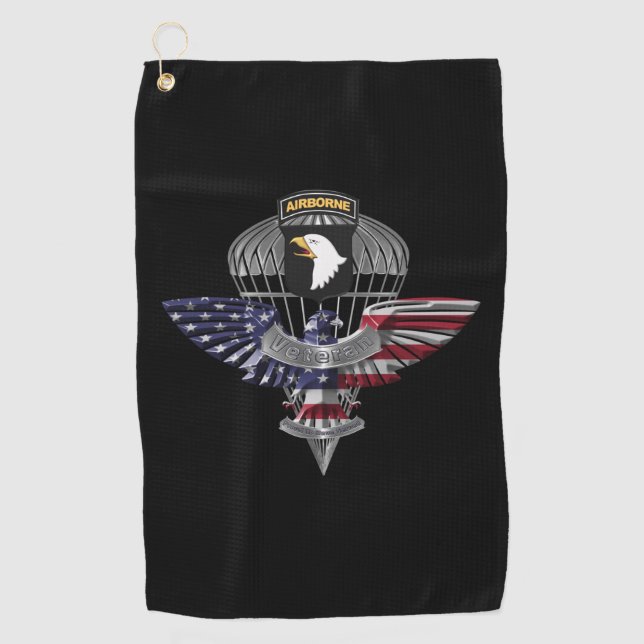 101st Airborne Division Customised Eagle Golf Towel (Front)