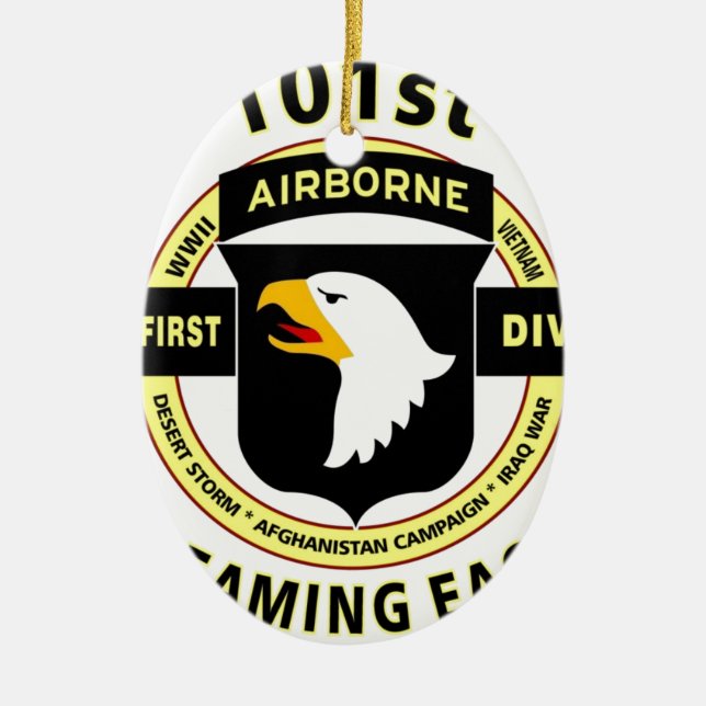 101ST AIRBORNE DIVISION "SCREAMING EAGLES" CERAMIC TREE DECORATION (Front)