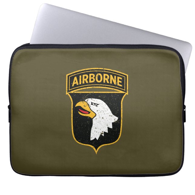 101st Airborne Division "Screaming Eagles" Grunge Laptop Sleeve (Front)