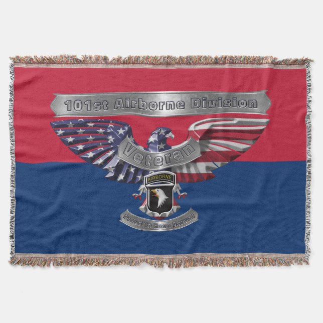 101st Airborne Division Screaming Eagles Veteran Throw Blanket (Front)