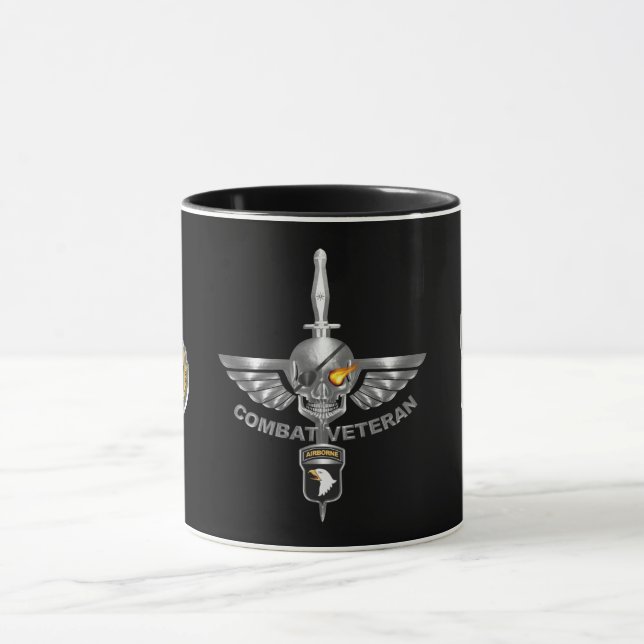 101st Airborne Division Wicked Flaming Skull Mug (Center)