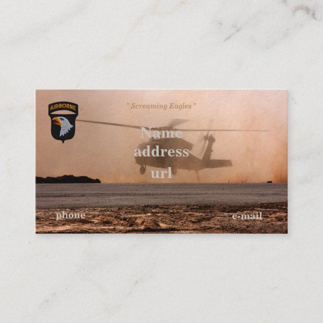 101st airborne screaming eagles vets patch business card (Front)