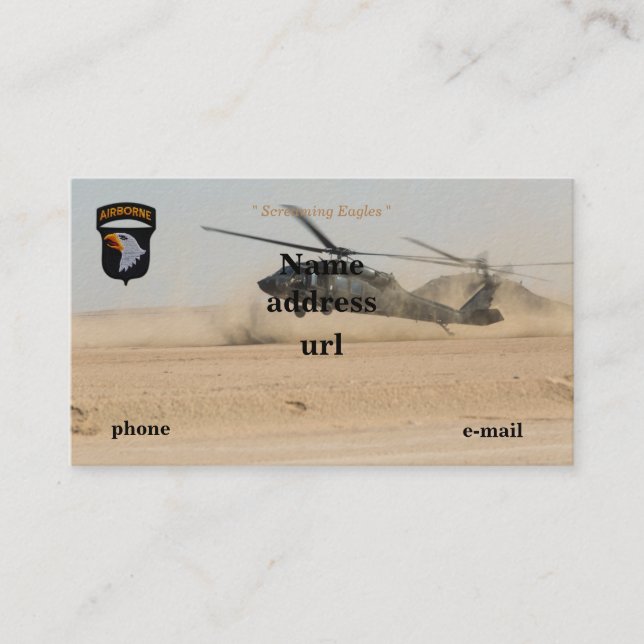 101st airborne screaming eagles vets patch business card (Front)