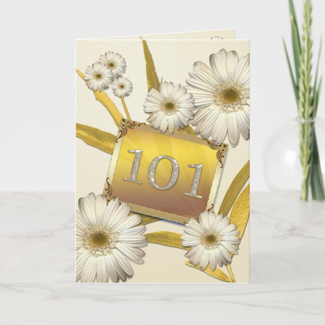 101st Birthday card with daisies. (Front)