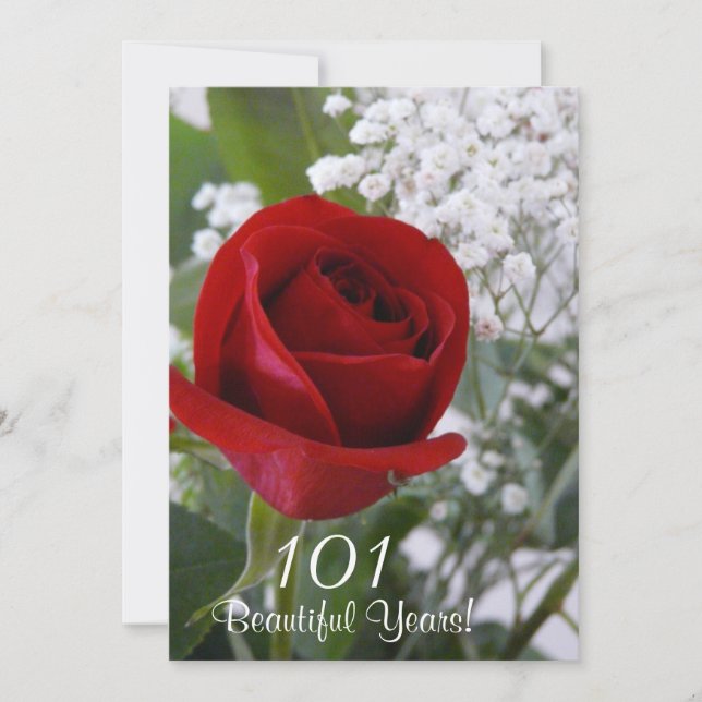 101st Birthday Celebration-Red Rose Invitation (Front)