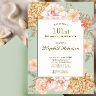 101st Birthday Invitation Autumn Colour Floral Sag