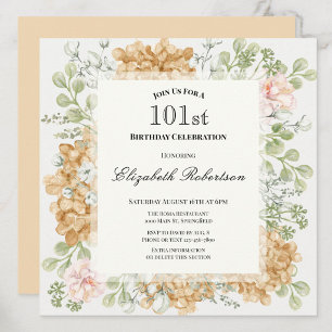 101st Birthday Invitation in Elegant Autumn Colors