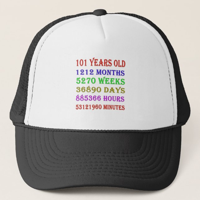 101st  Birthday Milestones Trucker Hat (Front)