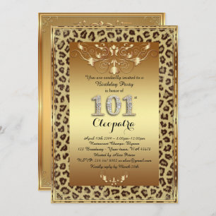 101st,Birthday Party 101st, Royal Cheetah gold+ Invitation
