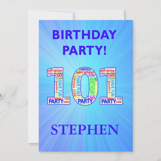 101st Birthday Party Invitation Add a Name (Front)