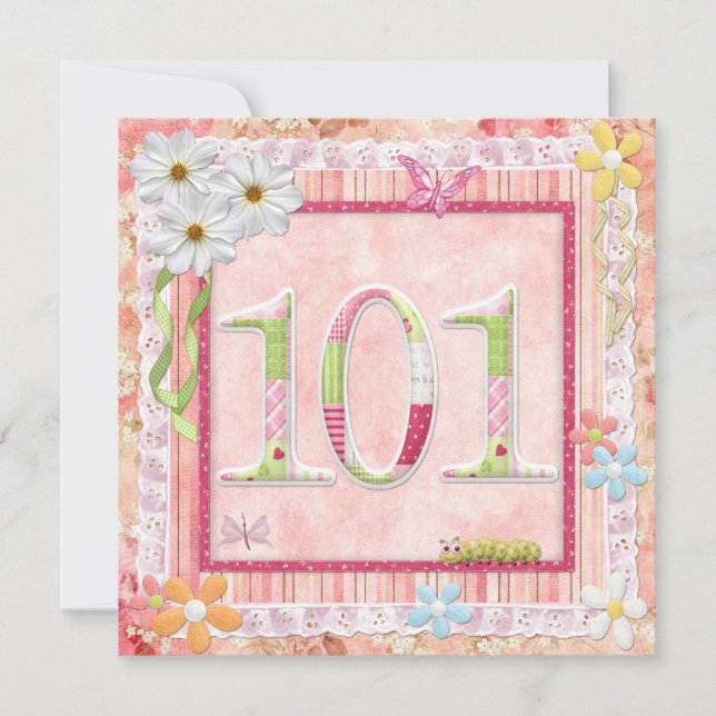 101st birthday party scrapbooking style invitation (Front)