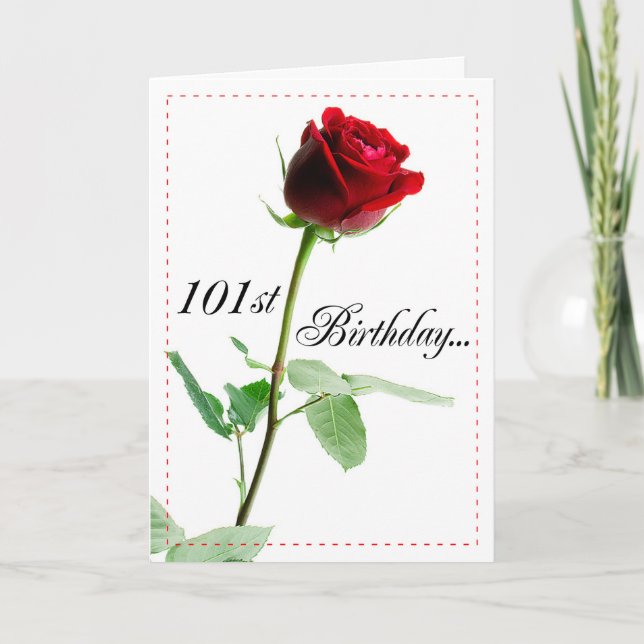 101st Birthday Red Rose Card (Front)