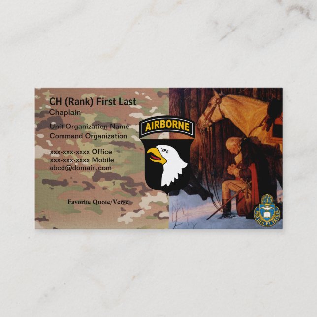 101st Division Chaplain Card (Front)