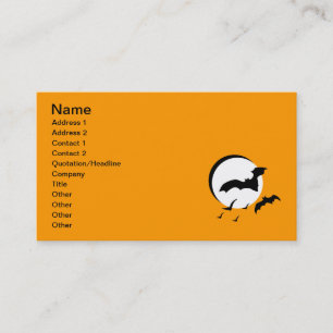 10262006 BLACK BATS FLYING SLIVER MOON NIGHT DARK BUSINESS CARD