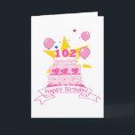 102 Year Old Birthday Cake Card<br><div class="desc">102 Year Old Birthday Cake</div>