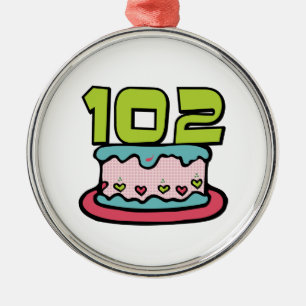 102 Year Old Birthday Cake Metal Tree Decoration