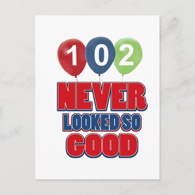 102 year old birthday designs postcard (Front)