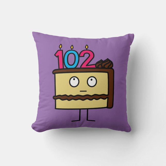 102nd Birthday Cake with Candles Cushion (Front)
