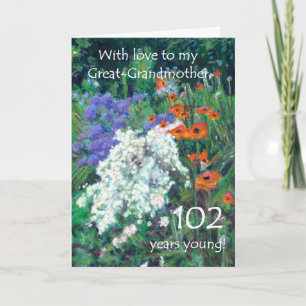 102nd Birthday Card for Grandmother - June Garden