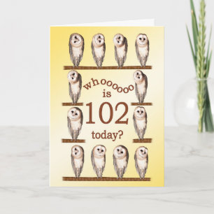 102nd birthday, Curious owls card. Card
