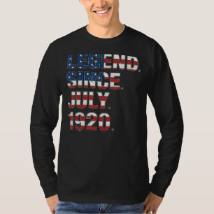 102nd Birthday Legend Since July 1920 Usa Flag 102 T-Shirt