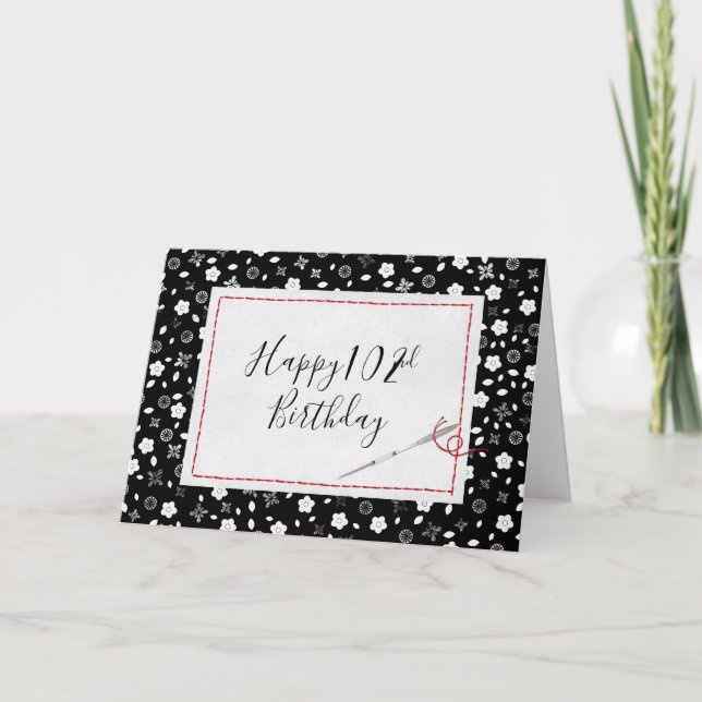 102nd Birthday Needle and Thread Card (Front)