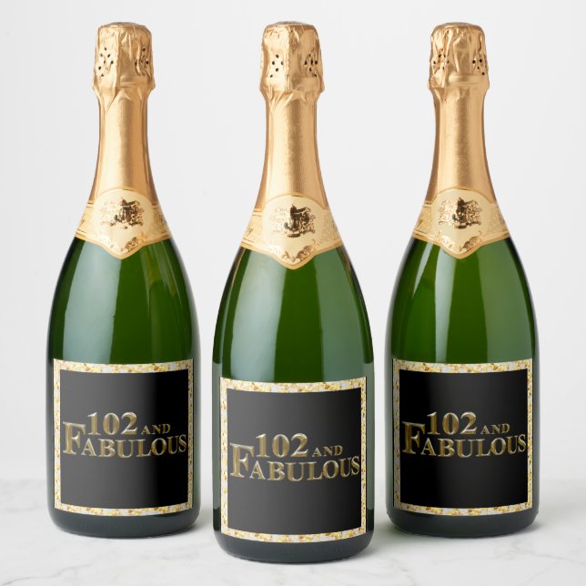 102nd Birthday  Sparkling Wine Label (Bottles)