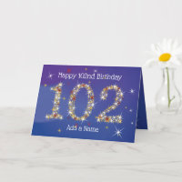 102nd Birthday - Star Numbers - Blue - Age 102
