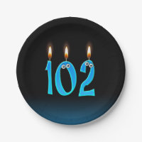 102nd Birthday with lit candle numbers