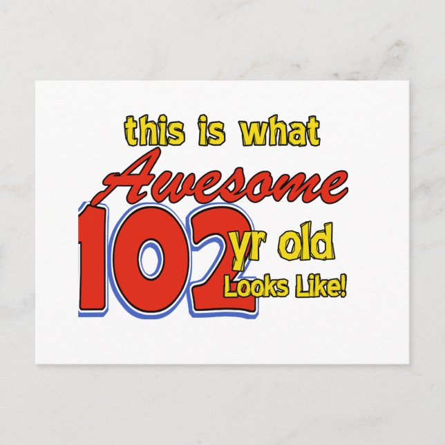 102nd year old designs postcard (Front)