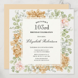 103rd Birthday Invitation in Elegant Autumn Colour
