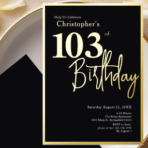 103rd Birthday Invitation Modern Gold Foil