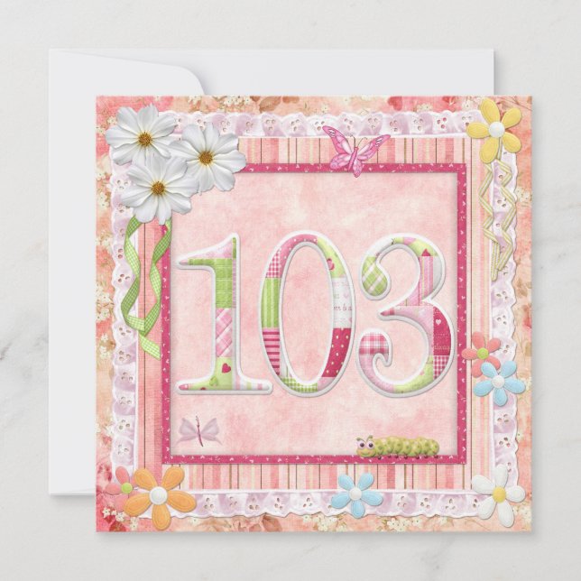 103rd birthday party scrapbooking style invitation (Front)